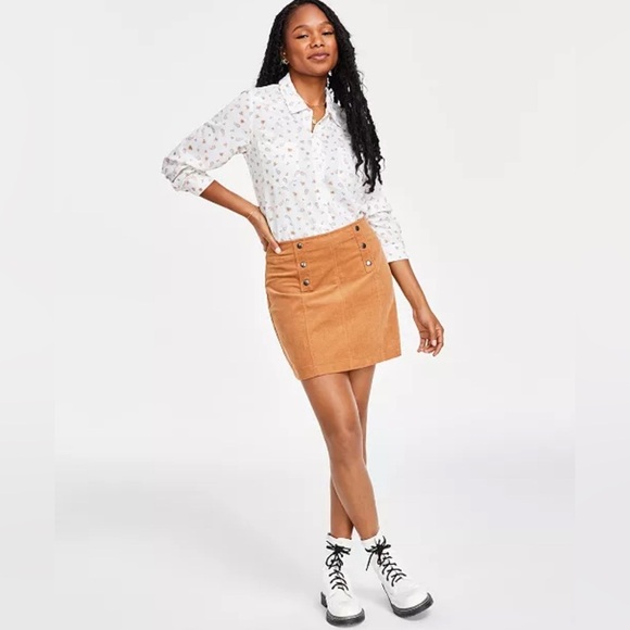 Hippie Rose Dresses & Skirts - Hippie Rose Saddle Brown Corduroy Button Front Mini Skirt